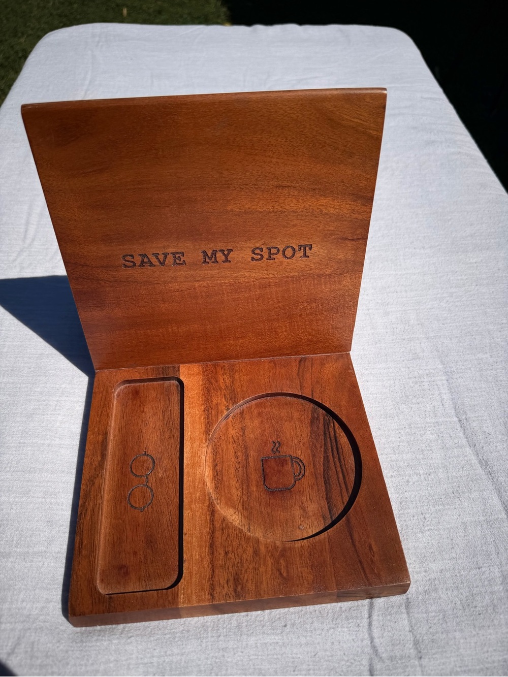 Wooden “Save My Spot” Reading Valet – Book Lover’s Nightstand Organizer